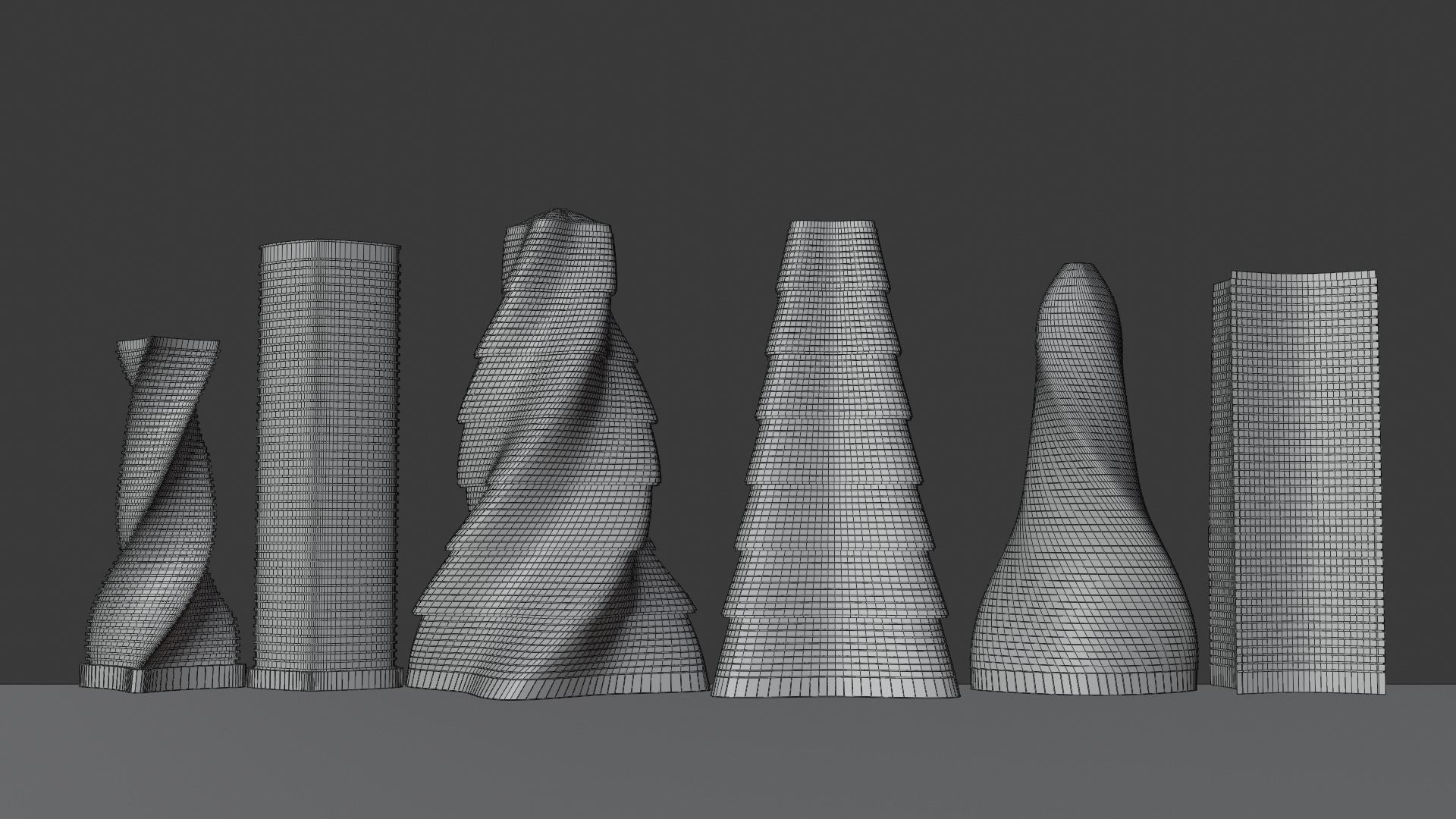 Skyscrapers metal tube 3D Model Collection_12