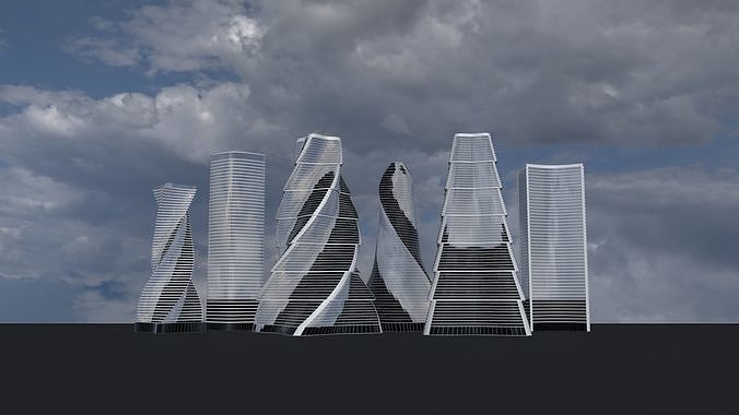 Skyscrapers metal tube 3D Model Collection