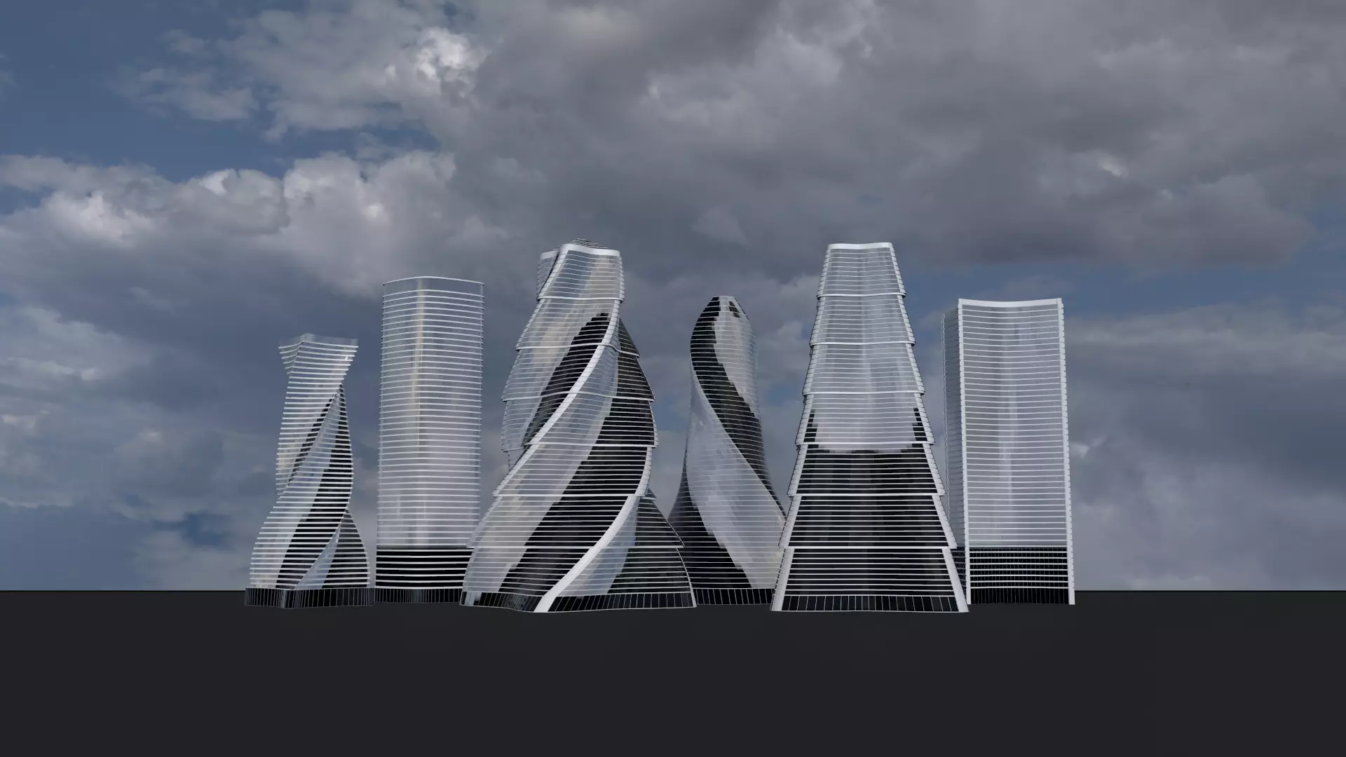 Skyscrapers metal tube 3D Model Collection_0