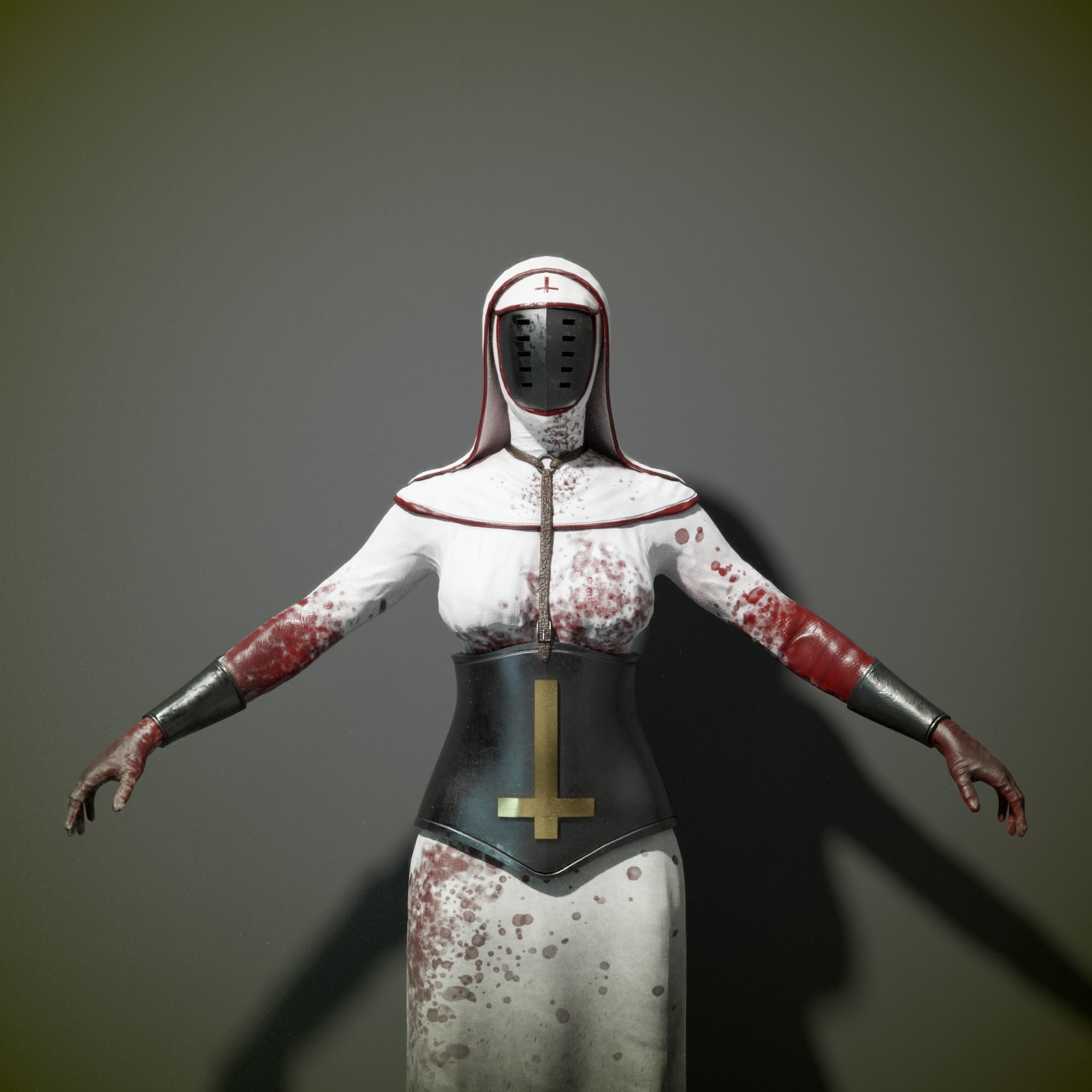 Bloody Nun Low-poly 3D model_2