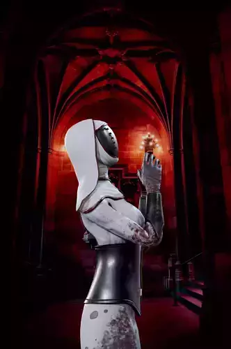 Bloody Nun Low-poly 3D model