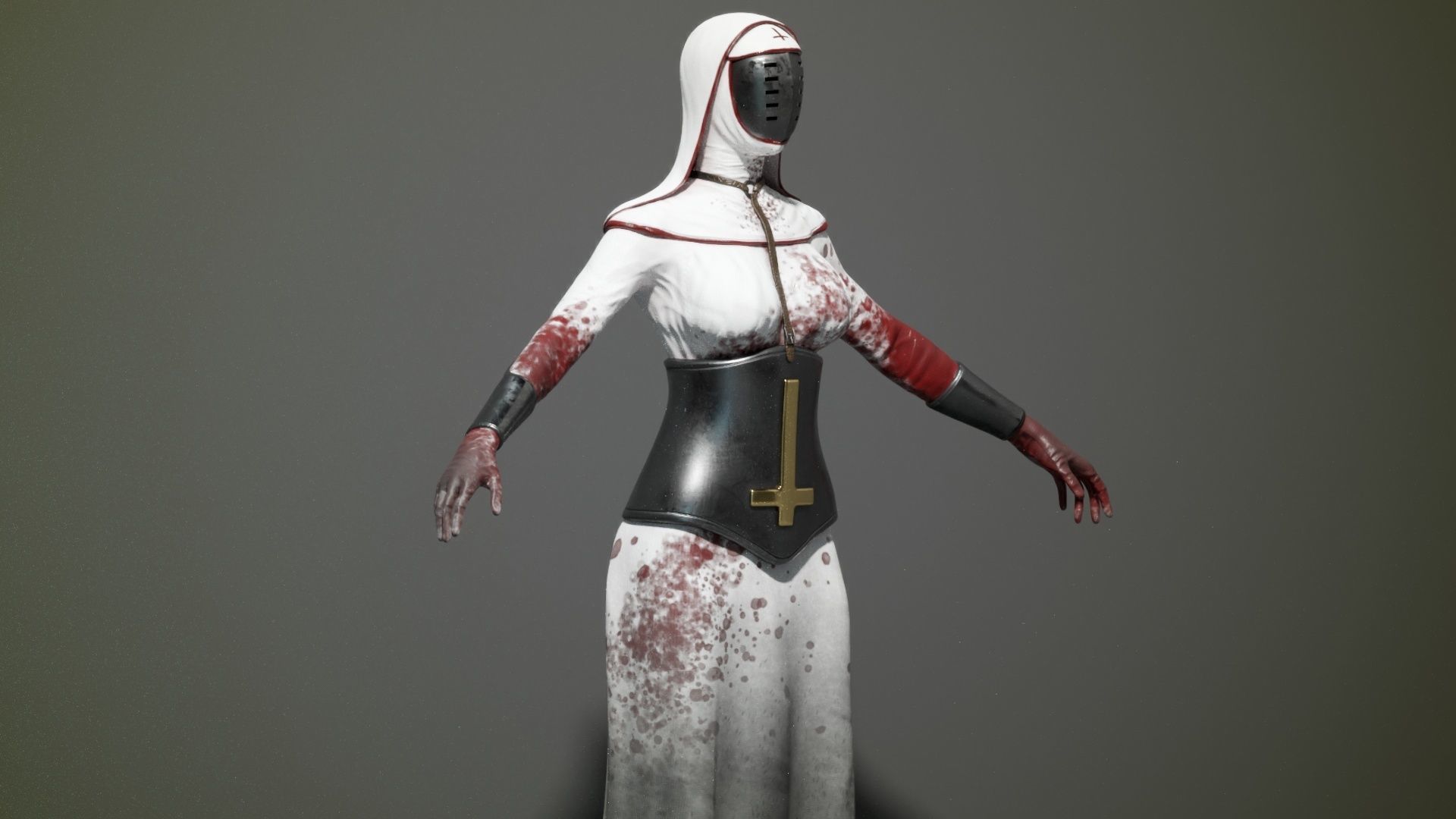 Bloody Nun Low-poly 3D model_3
