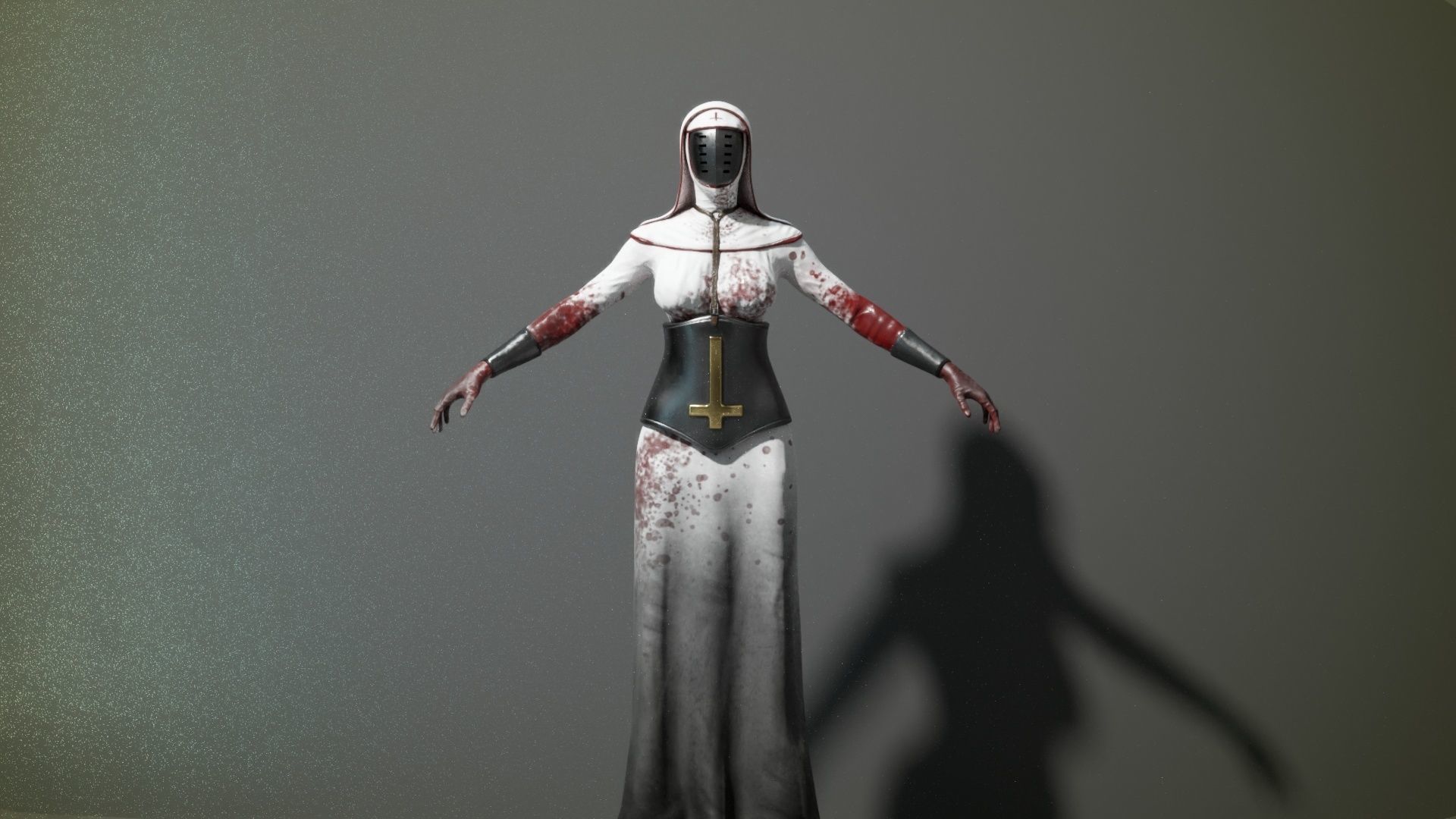 Bloody Nun Low-poly 3D model_1