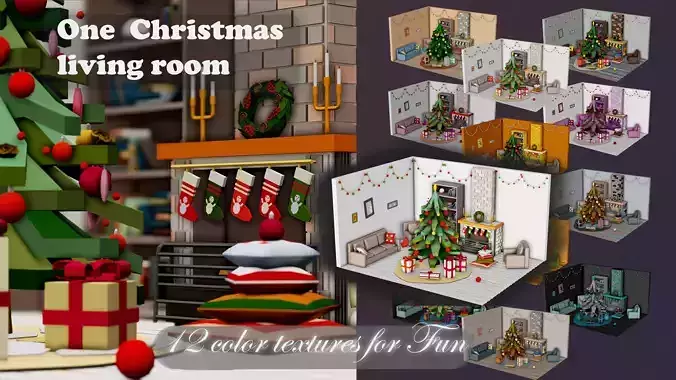  Christmas Living Room - 12 colors