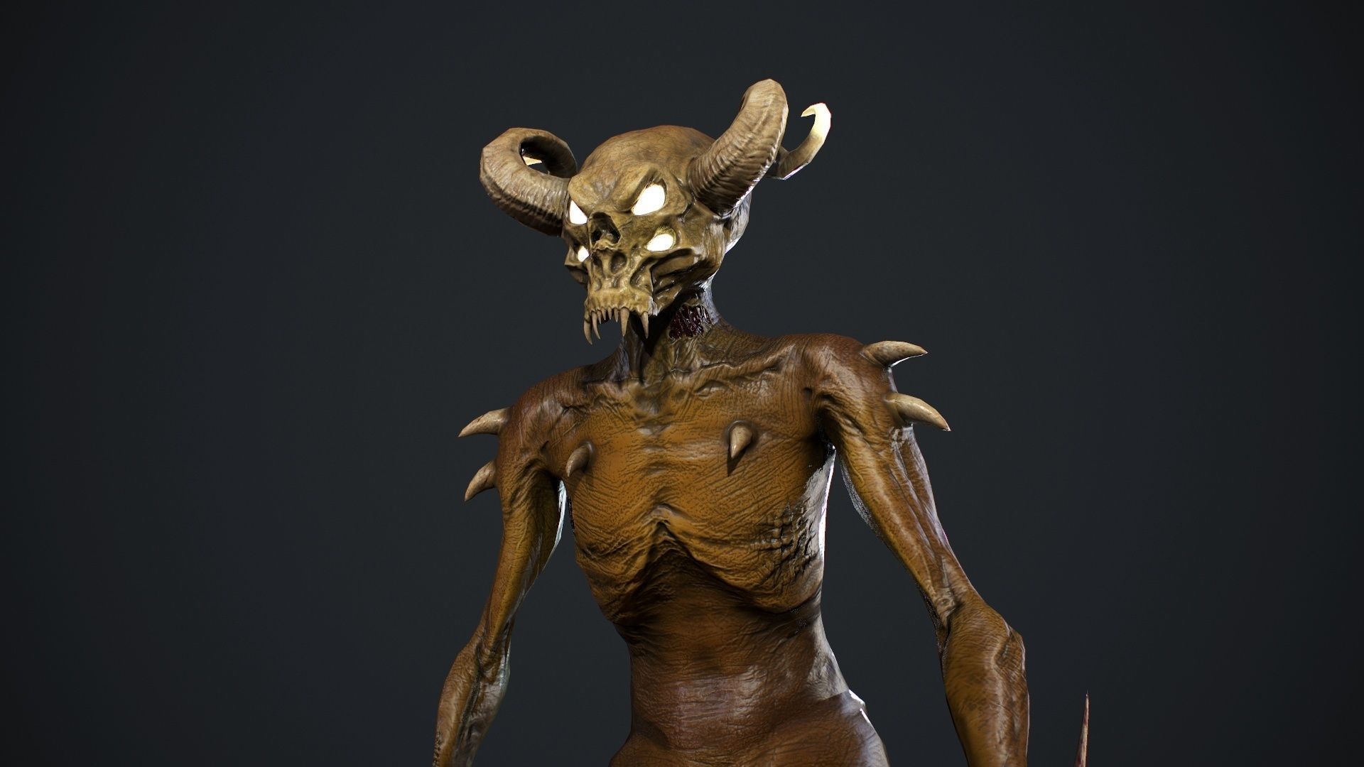 Demon-Imp undead creature with horns Low-poly 3D model_16