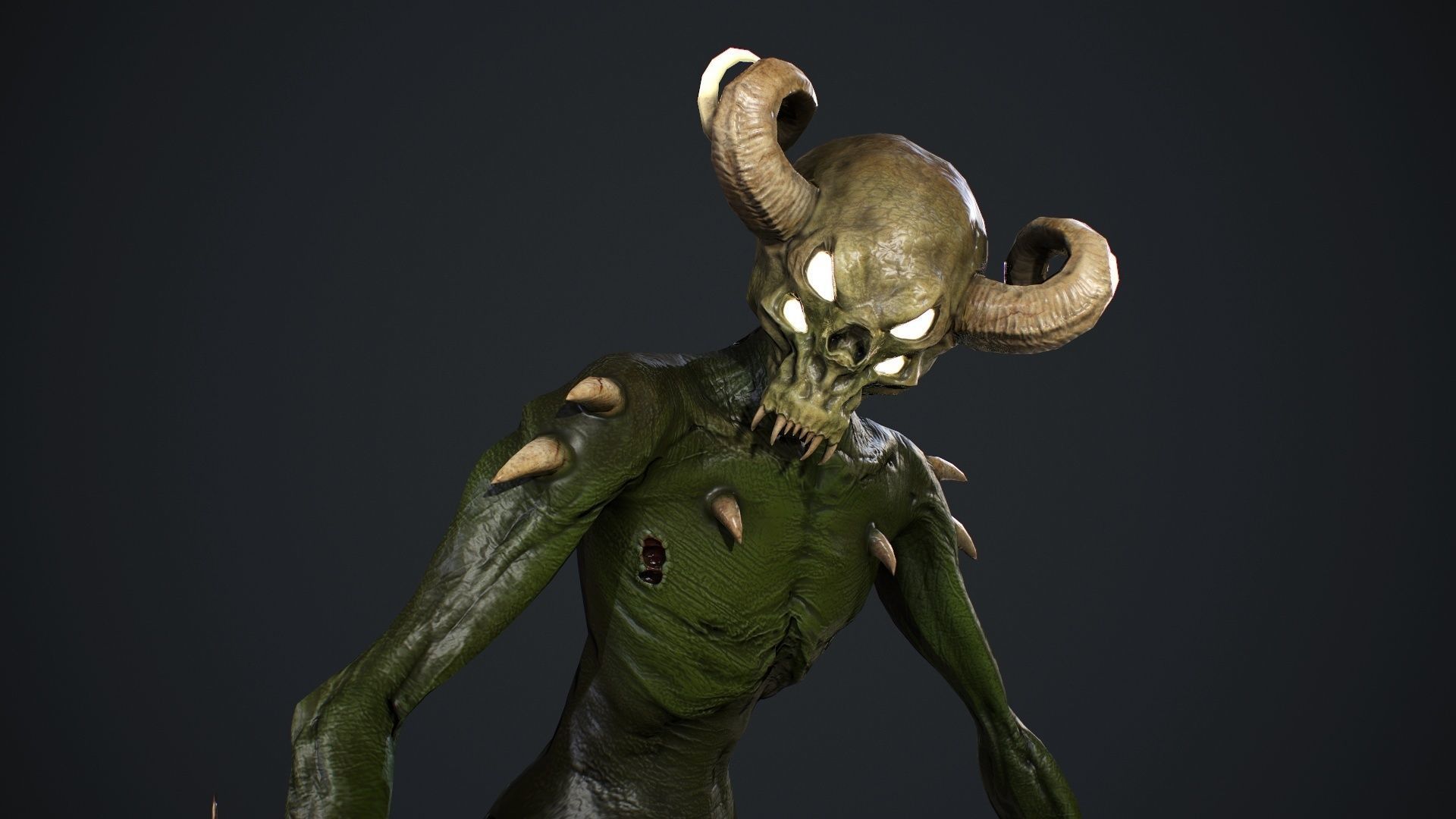 Demon-Imp undead creature with horns Low-poly 3D model_23