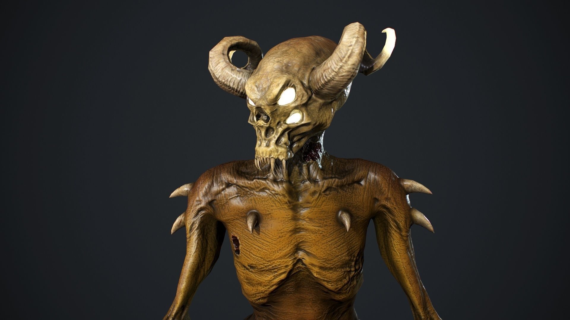 Demon-Imp undead creature with horns Low-poly 3D model_17