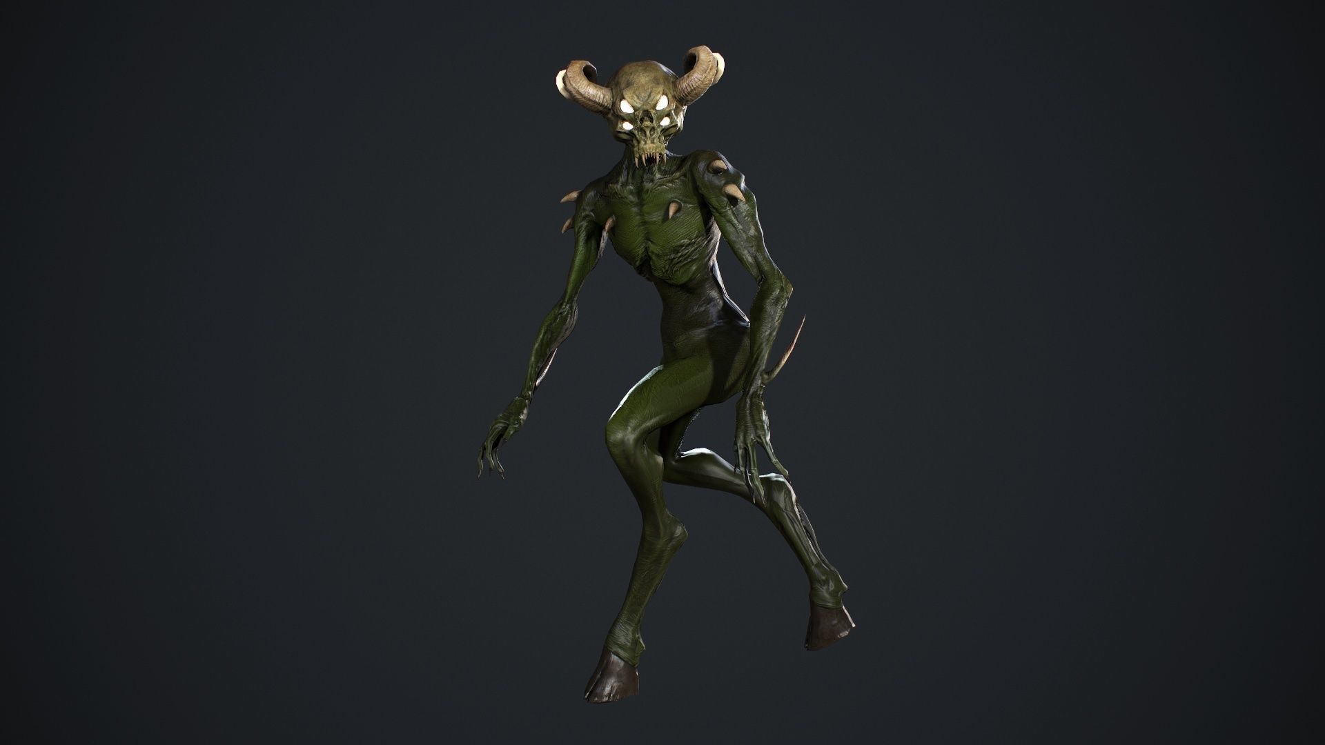 Demon-Imp undead creature with horns Low-poly 3D model_22