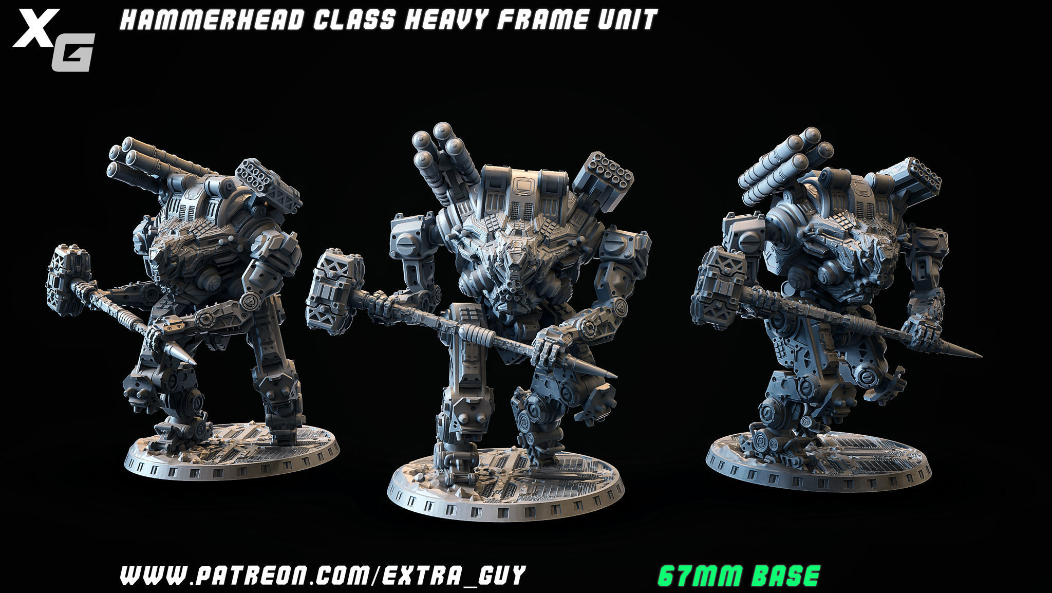 HammerHead Class Heavy Frame 67mm base 3DPrintable 3D print model_3