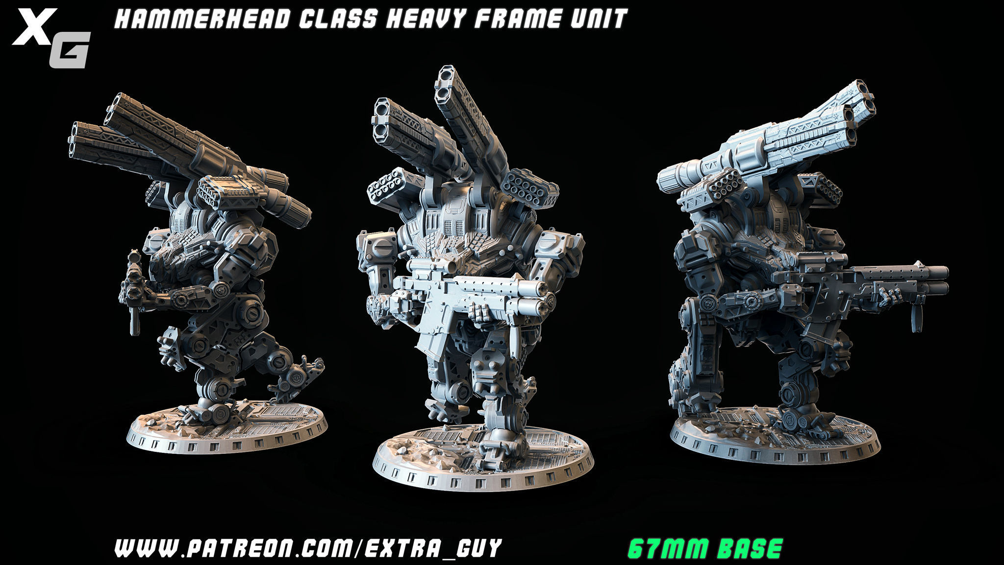 HammerHead Class Heavy Frame 67mm base 3DPrintable 3D print model_1