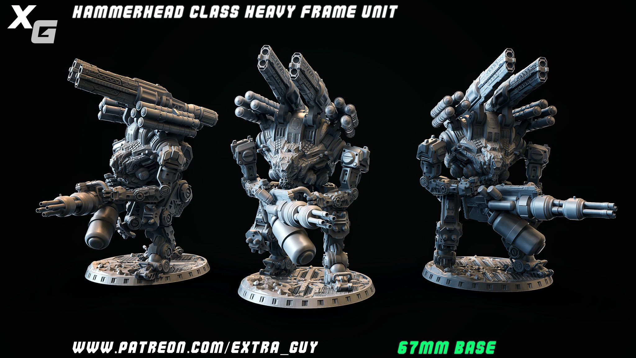 HammerHead Class Heavy Frame 67mm base 3DPrintable 3D print model_2