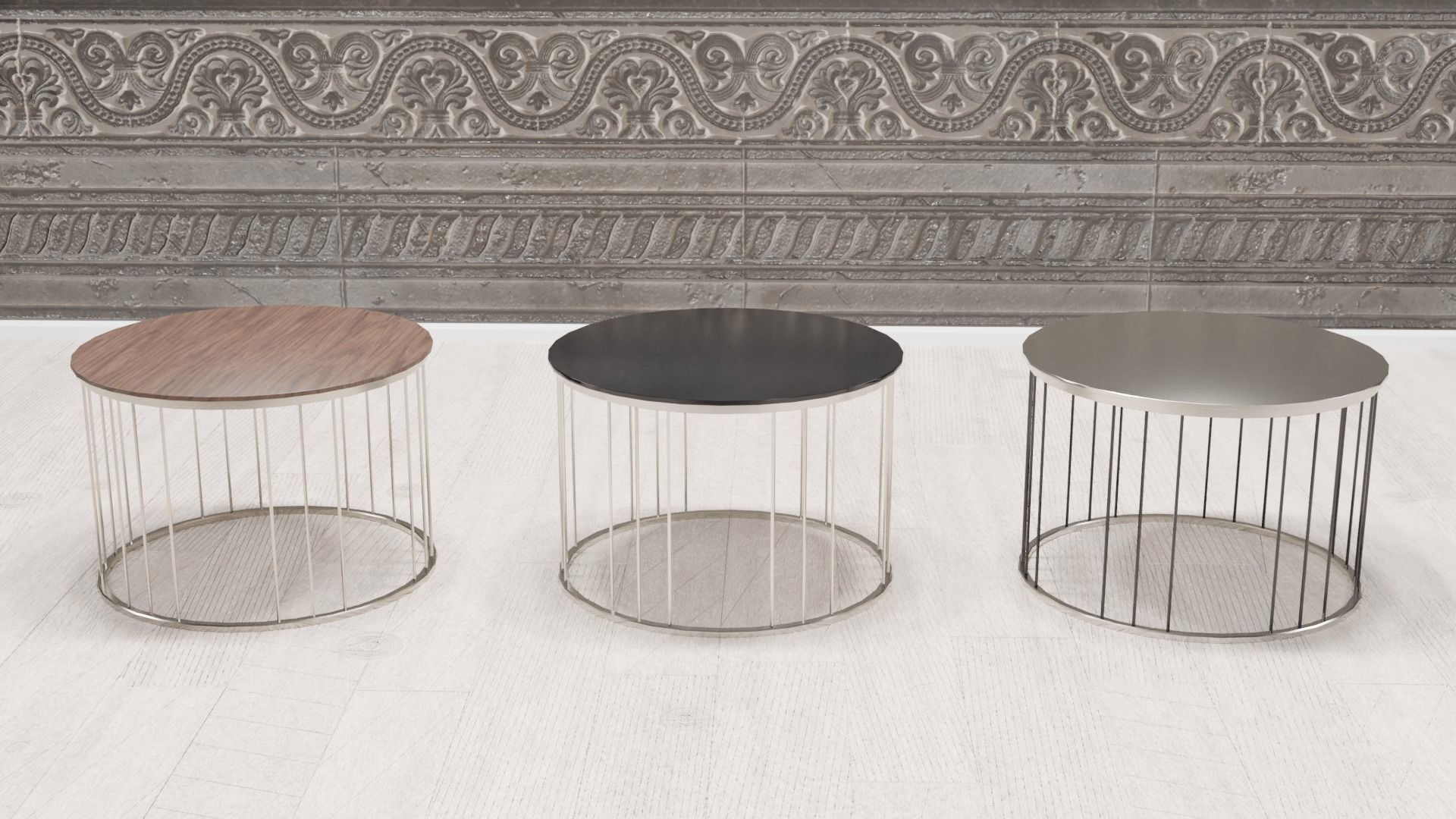 round modern coffee table Low-poly Low-poly 3D model_1