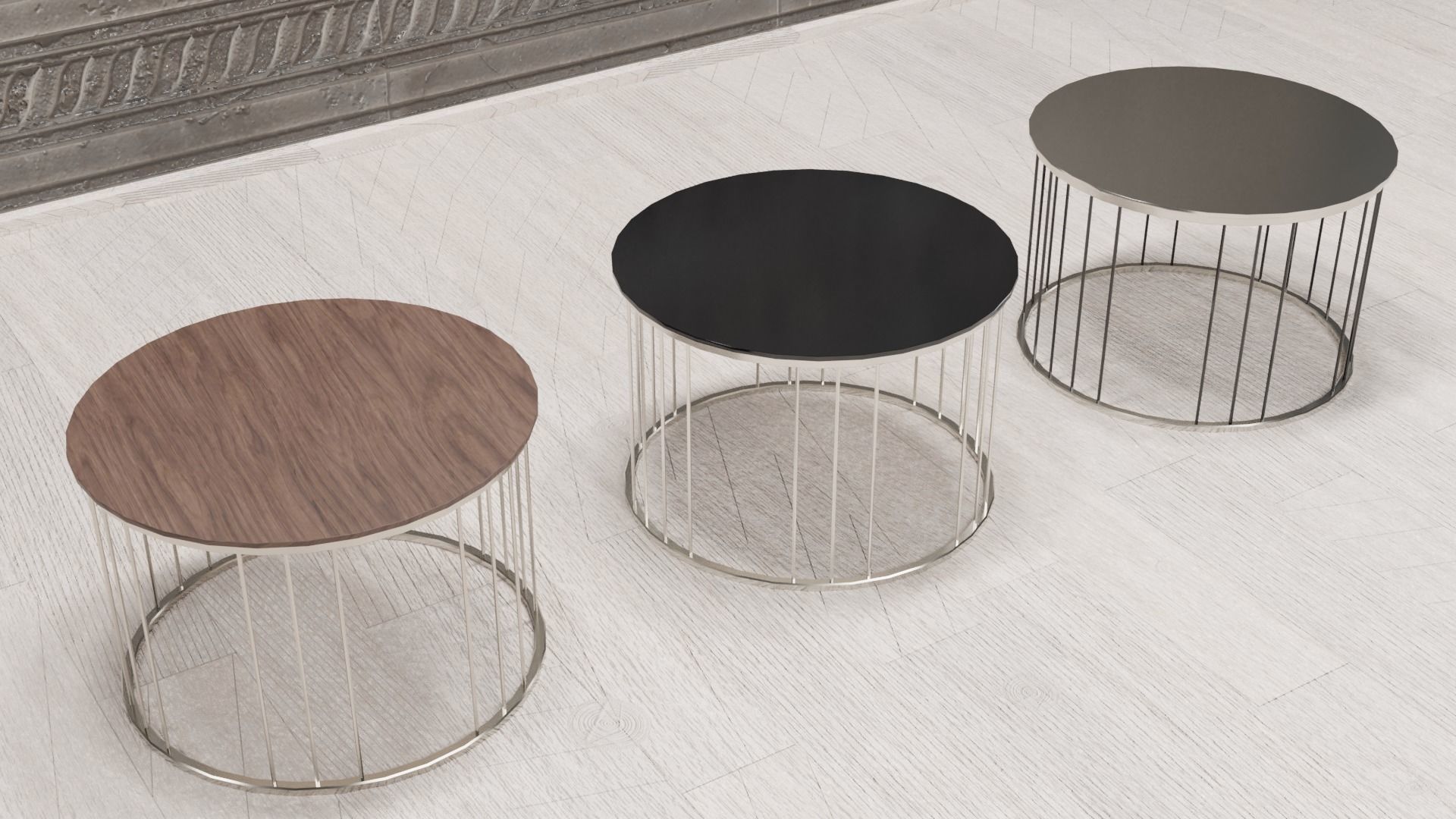 round modern coffee table Low-poly Low-poly 3D model_2