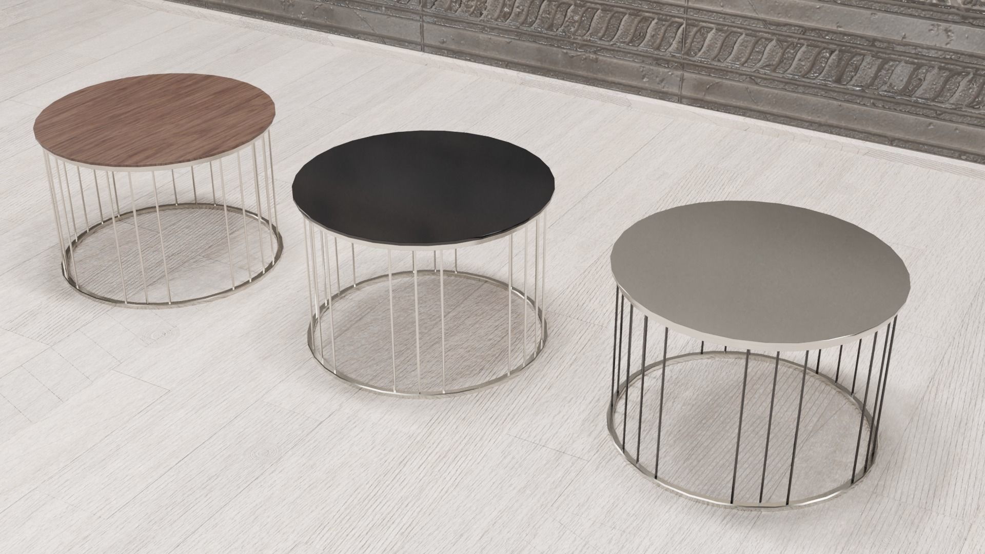 round modern coffee table Low-poly Low-poly 3D model_3