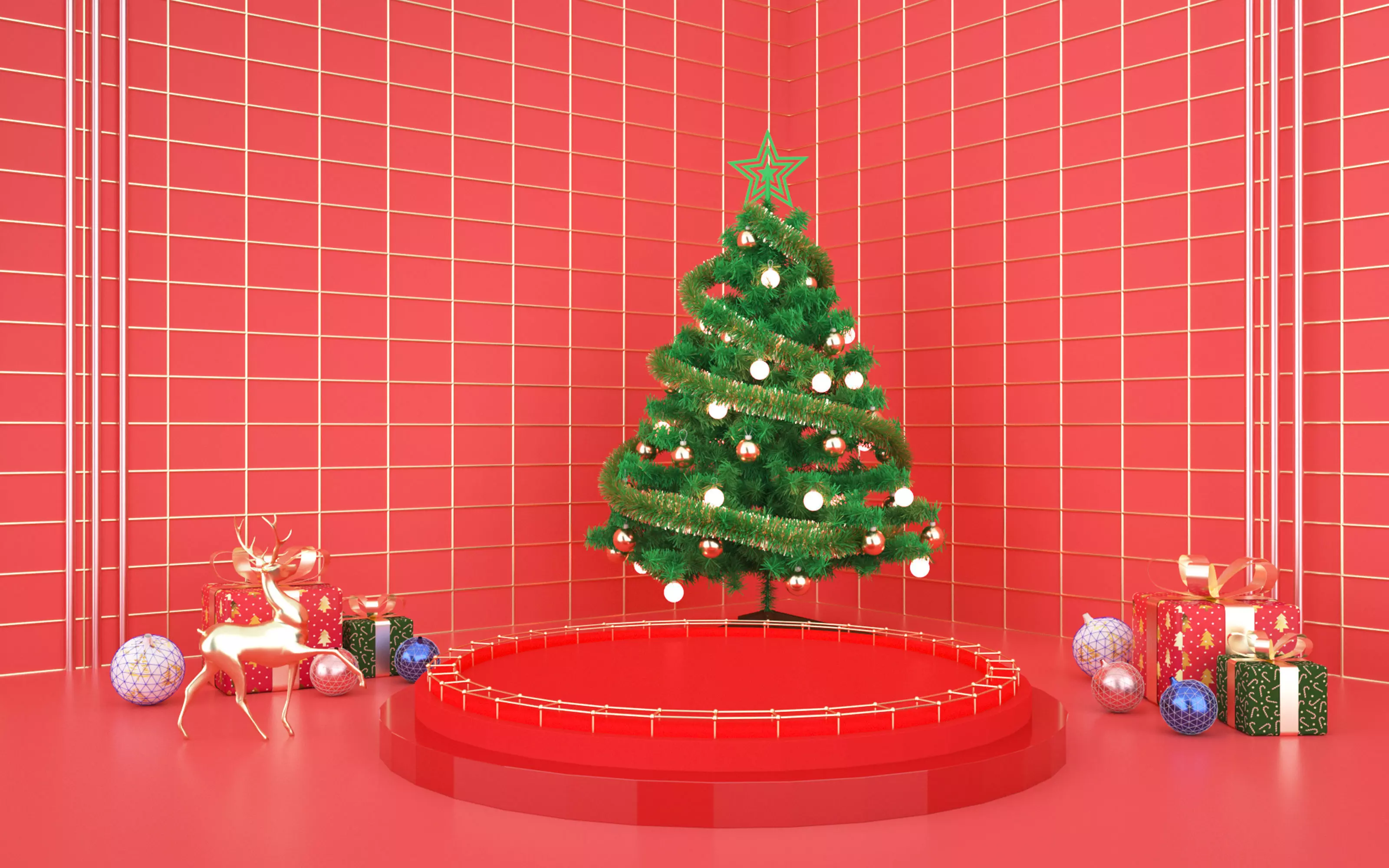 Christmas e-commerce promotion display scene 7 3D model