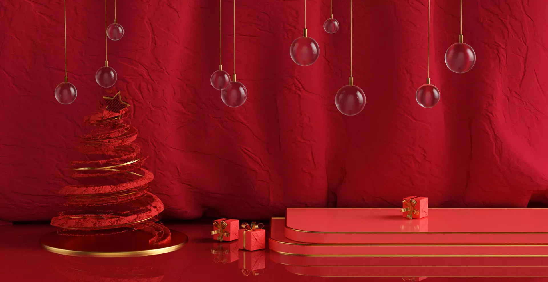 Christmas e-commerce promotion display scene 9 3D model_0