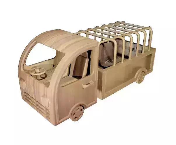 Wooden Truck Toy Low-poly 3D model