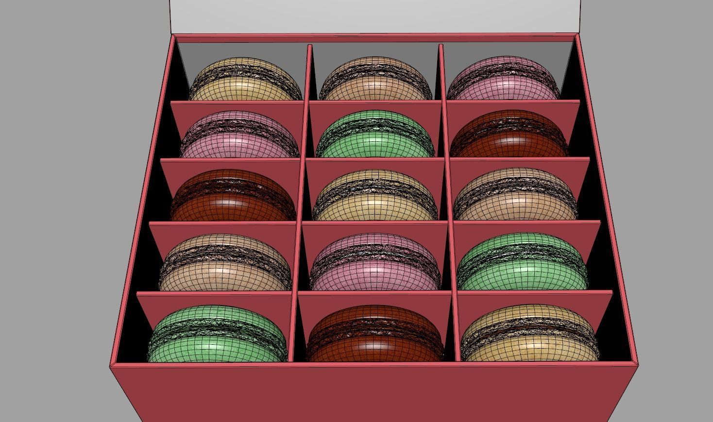 Macarons box with inside 3D model_9