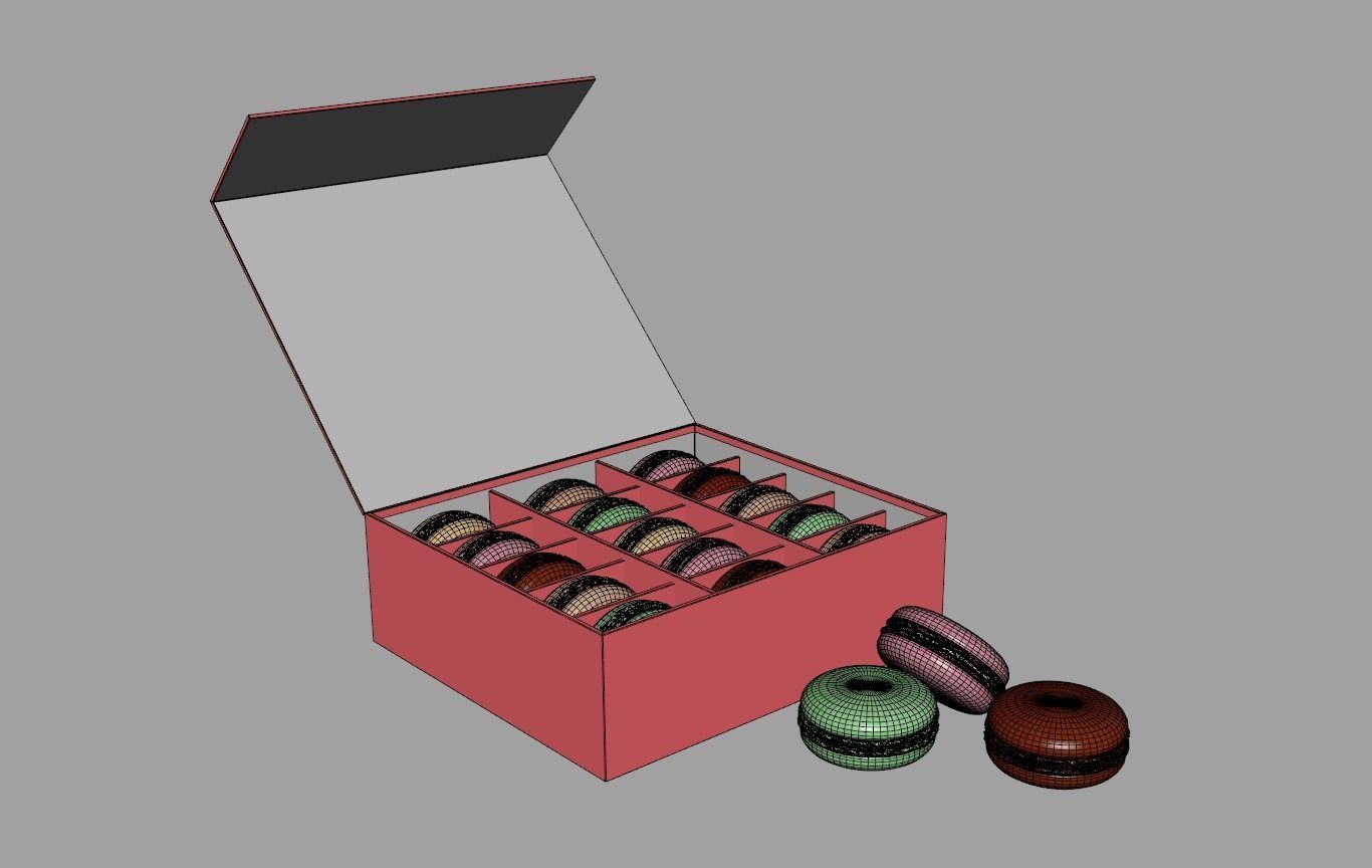 Macarons box with inside 3D model_7
