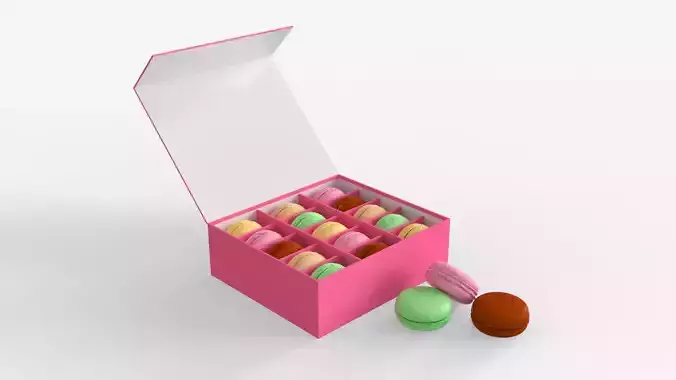 Macarons box with inside 3D model
