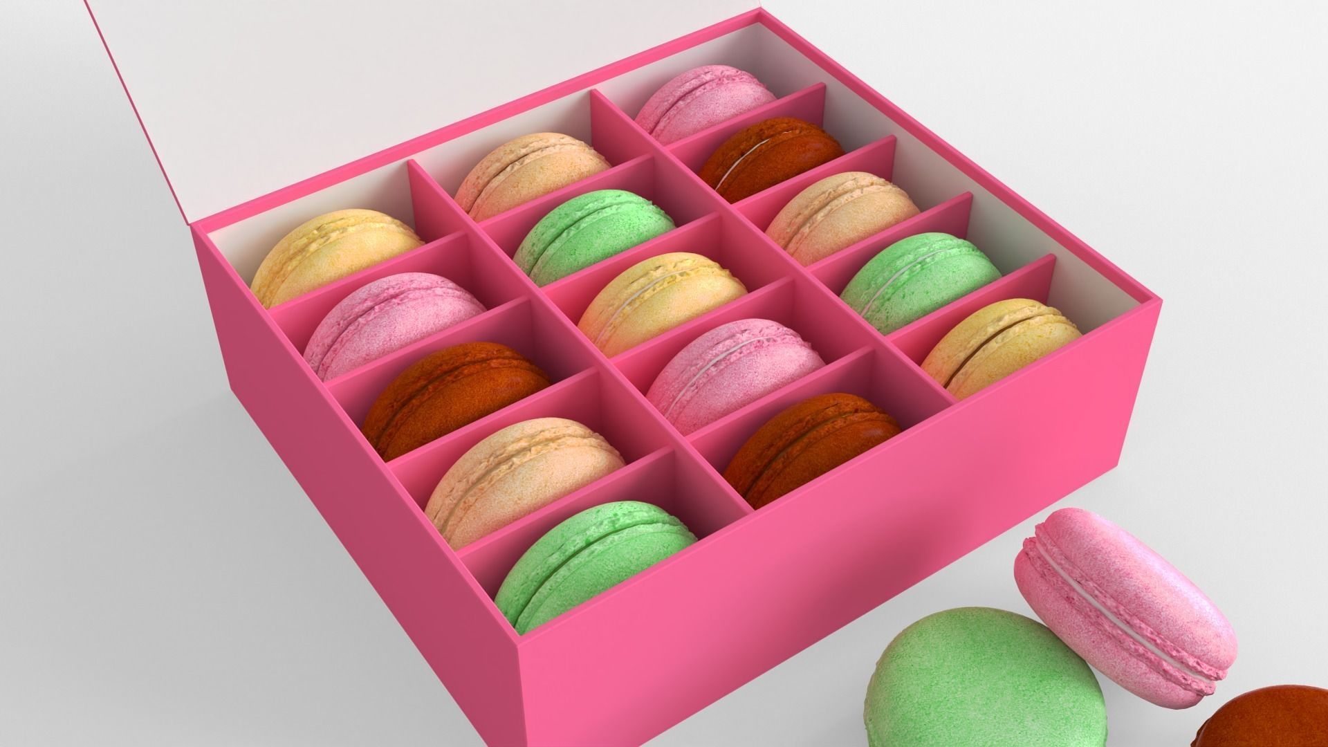 Macarons box with inside 3D model_2