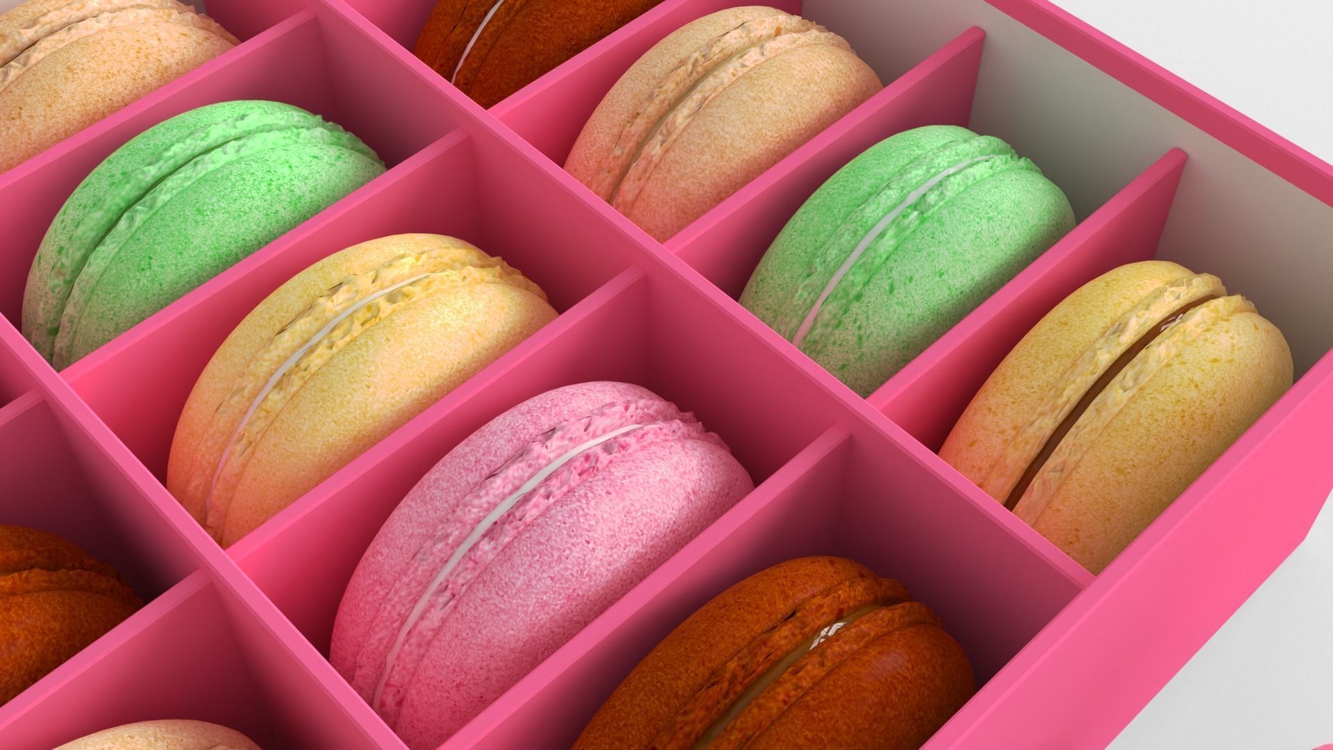 Macarons box with inside 3D model_4