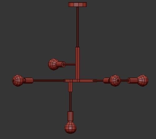 CLIFF modern brass chandelier with five light bulbs 3D model_1