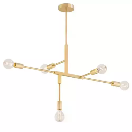 CLIFF modern brass chandelier with five light bulbs