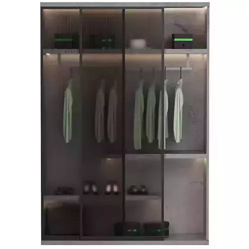wardrobe 4 with glass doors and shirts
