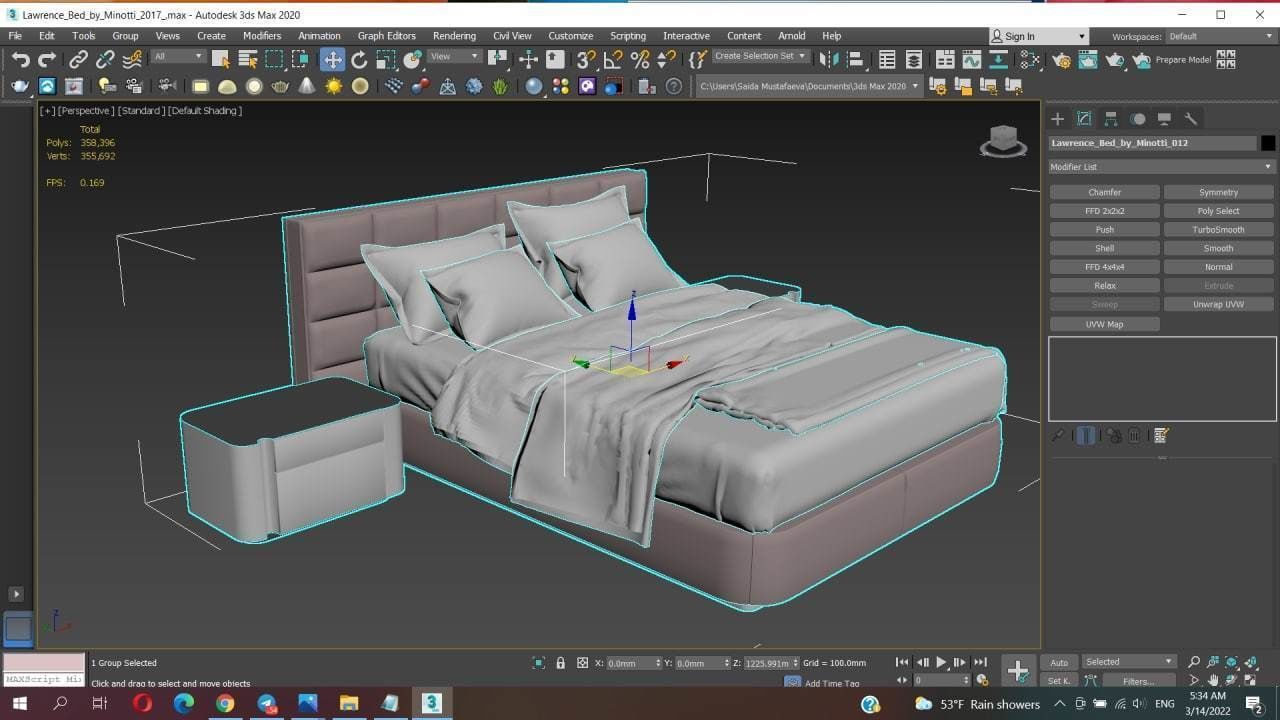 Lawrence Bed by Minotti 3D model_2