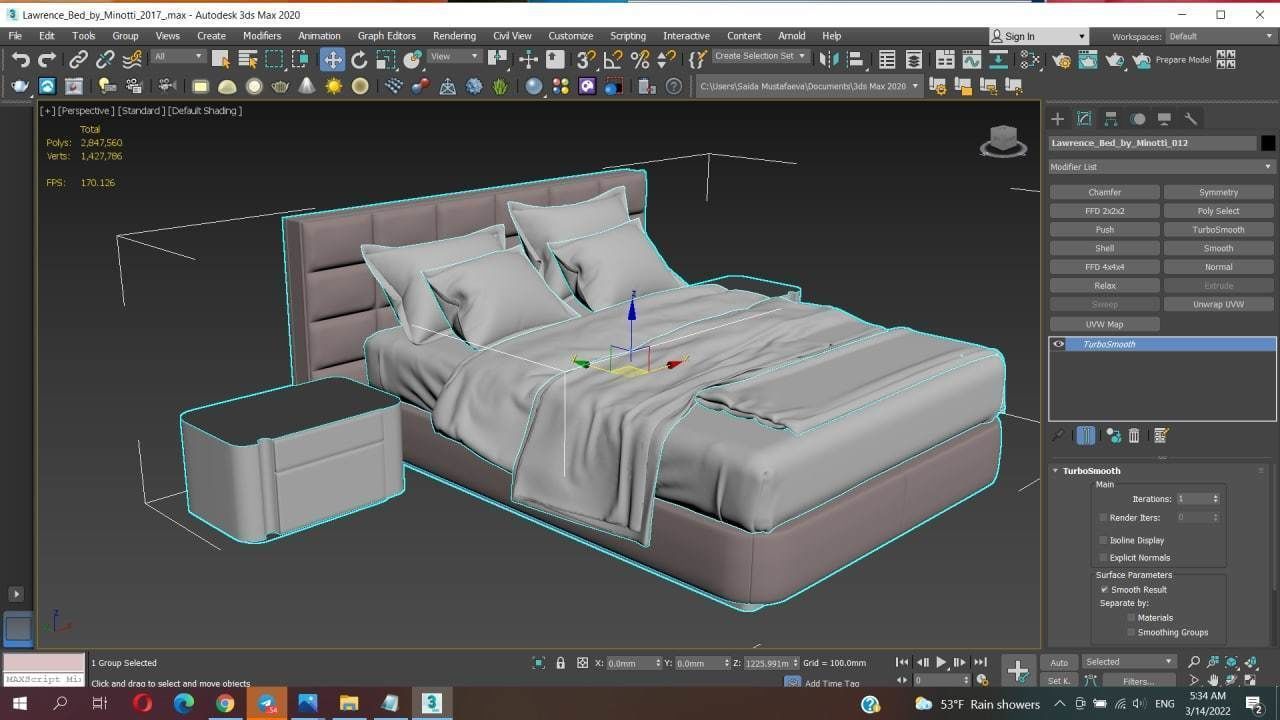 Lawrence Bed by Minotti 3D model_3