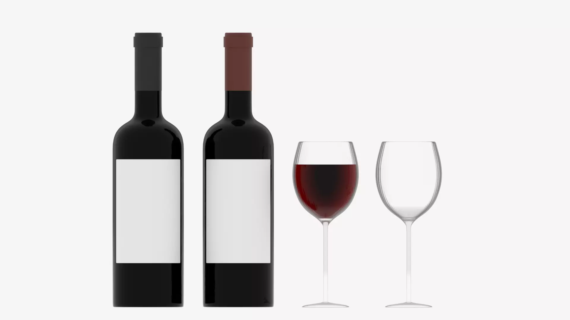 Wine Bottle and Wine Glass 3D model