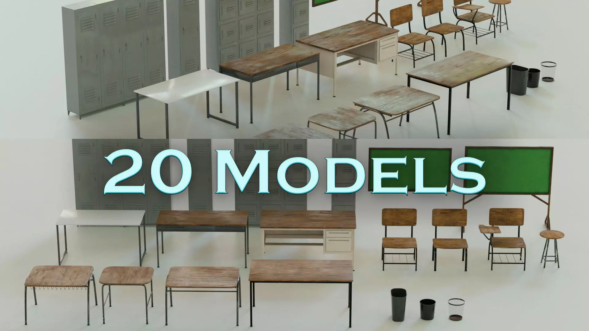 School Assets Low-poly 3D model_0