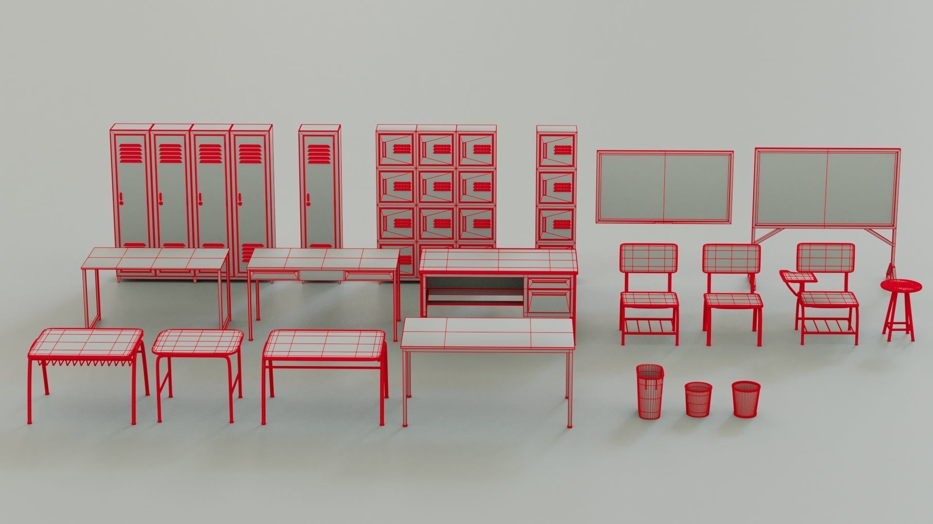 School Assets Low-poly 3D model_8