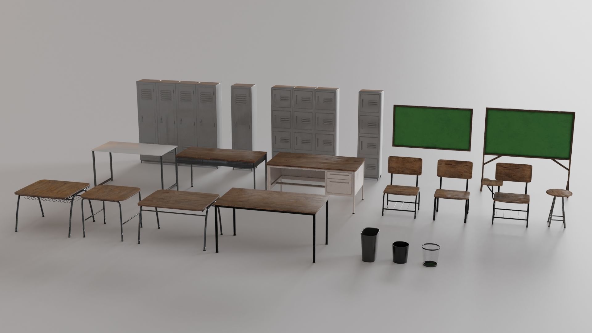 School Assets Low-poly 3D model_2