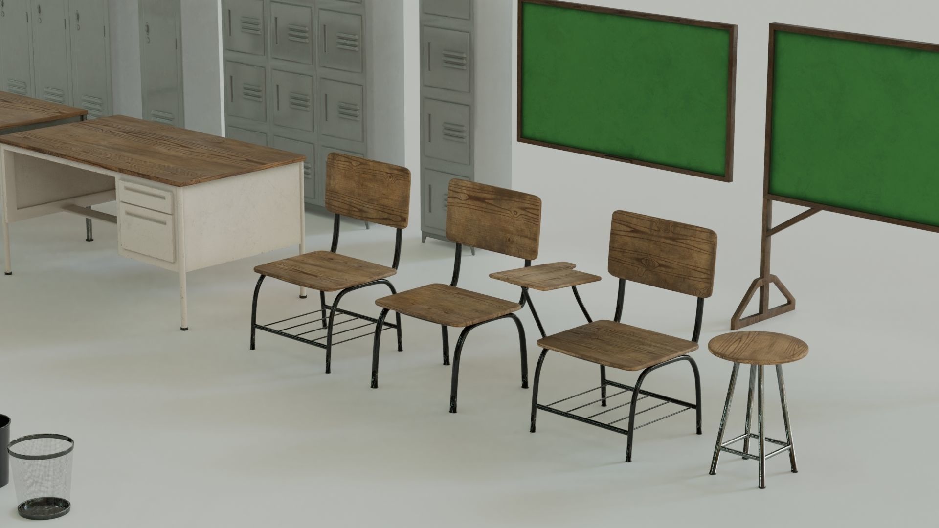 School Assets Low-poly 3D model_4
