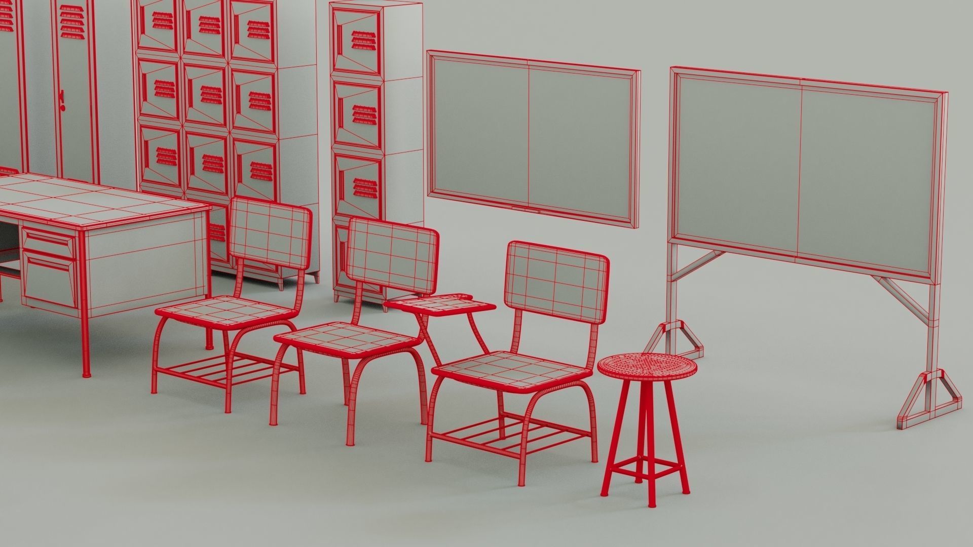 School Assets Low-poly 3D model_9