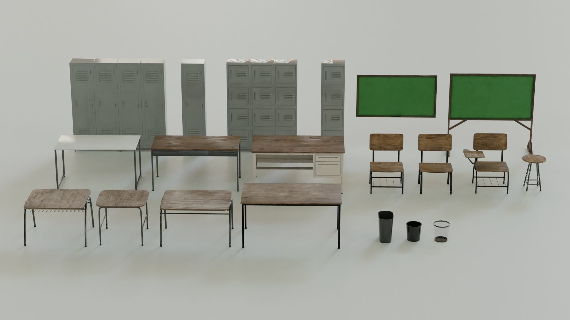 School Assets Low-poly 3D model_3