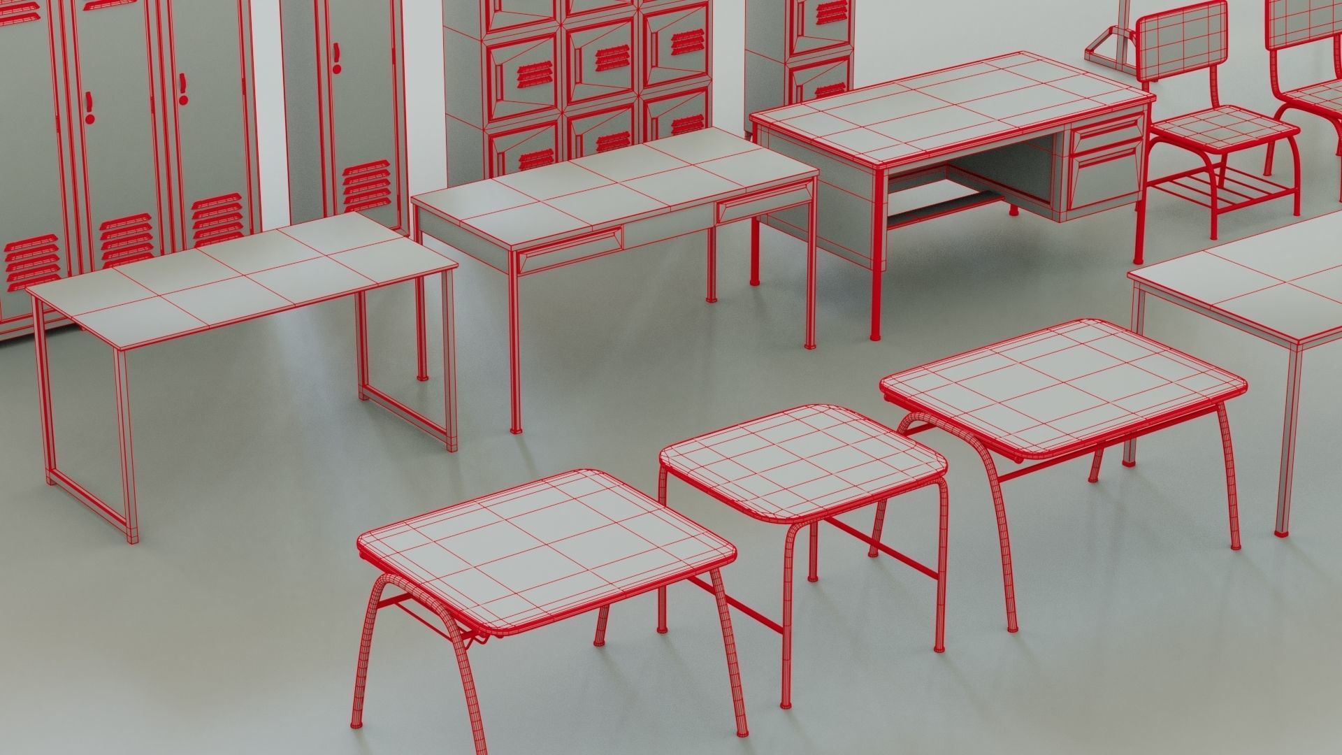 School Assets Low-poly 3D model_11