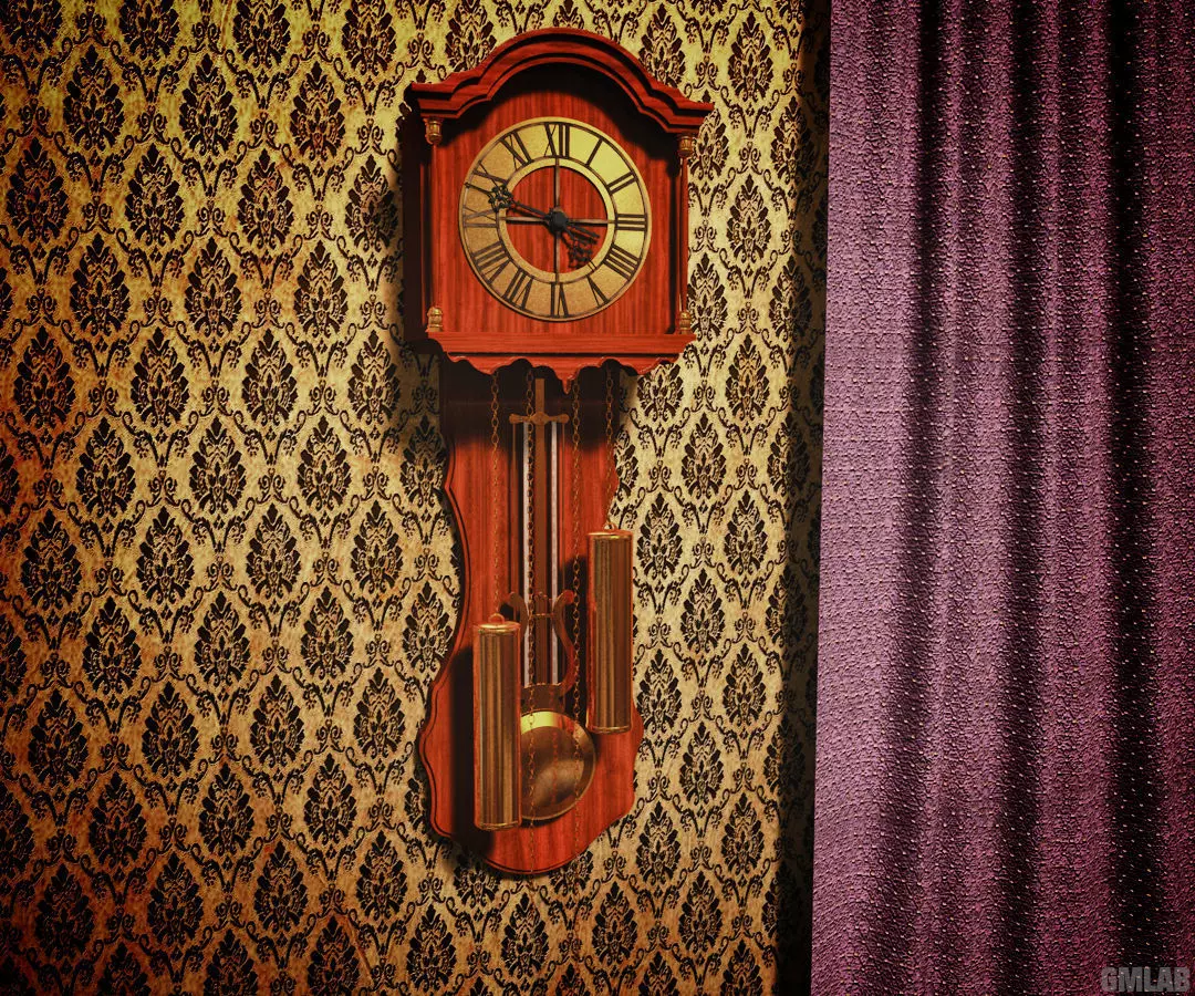 Antique wall clock 3D model_0