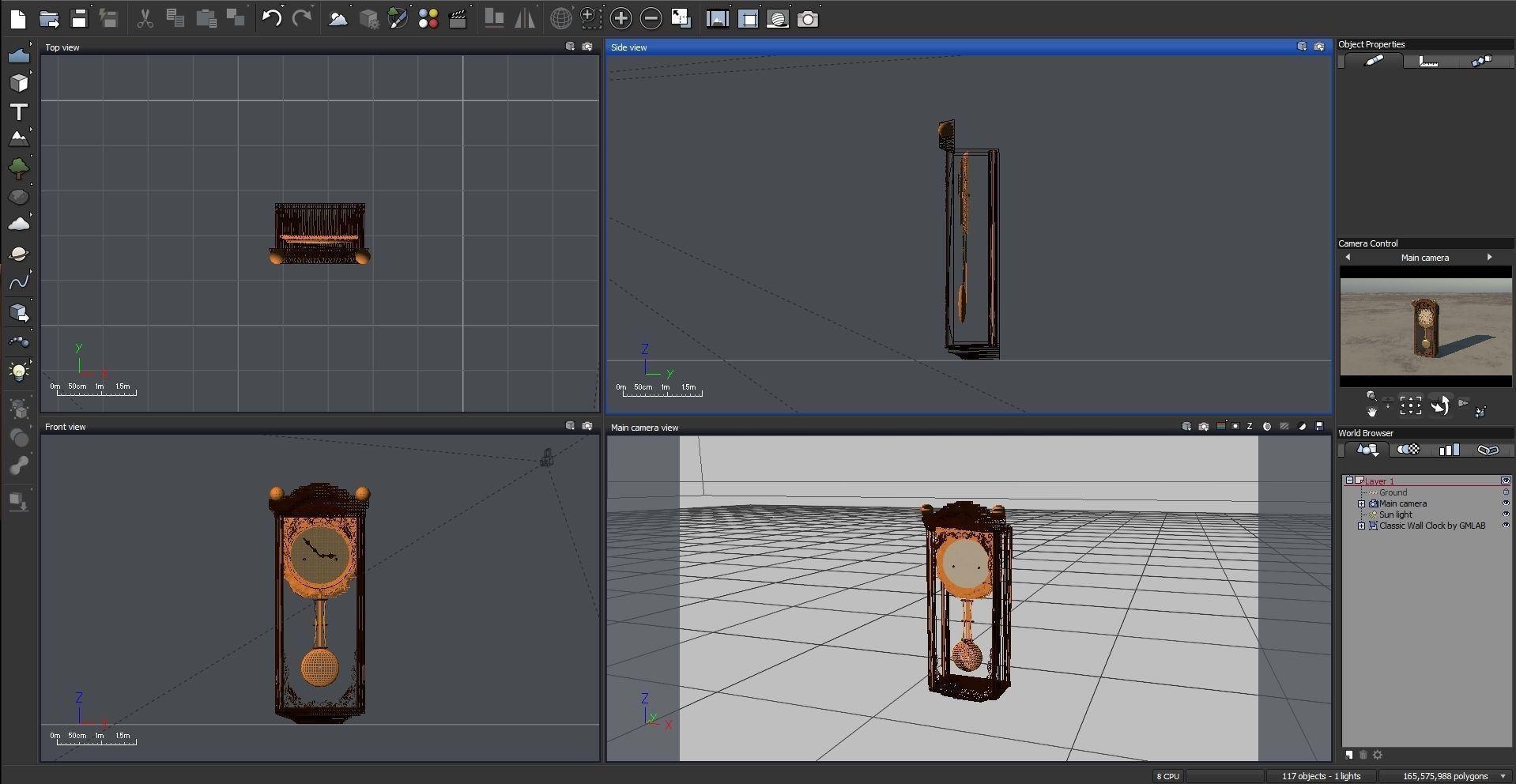 Classic Wall Clock 3D model_1