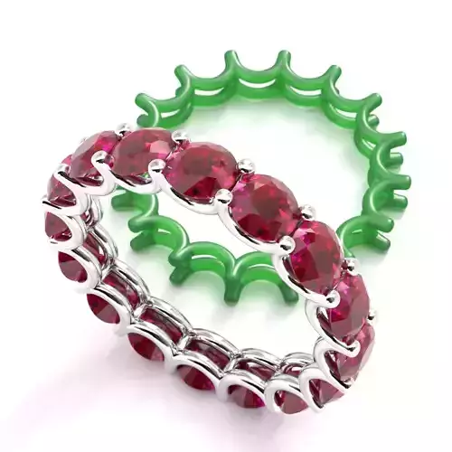 Round Diamond U-Prong Set Eternity Wedding Band Single 7US