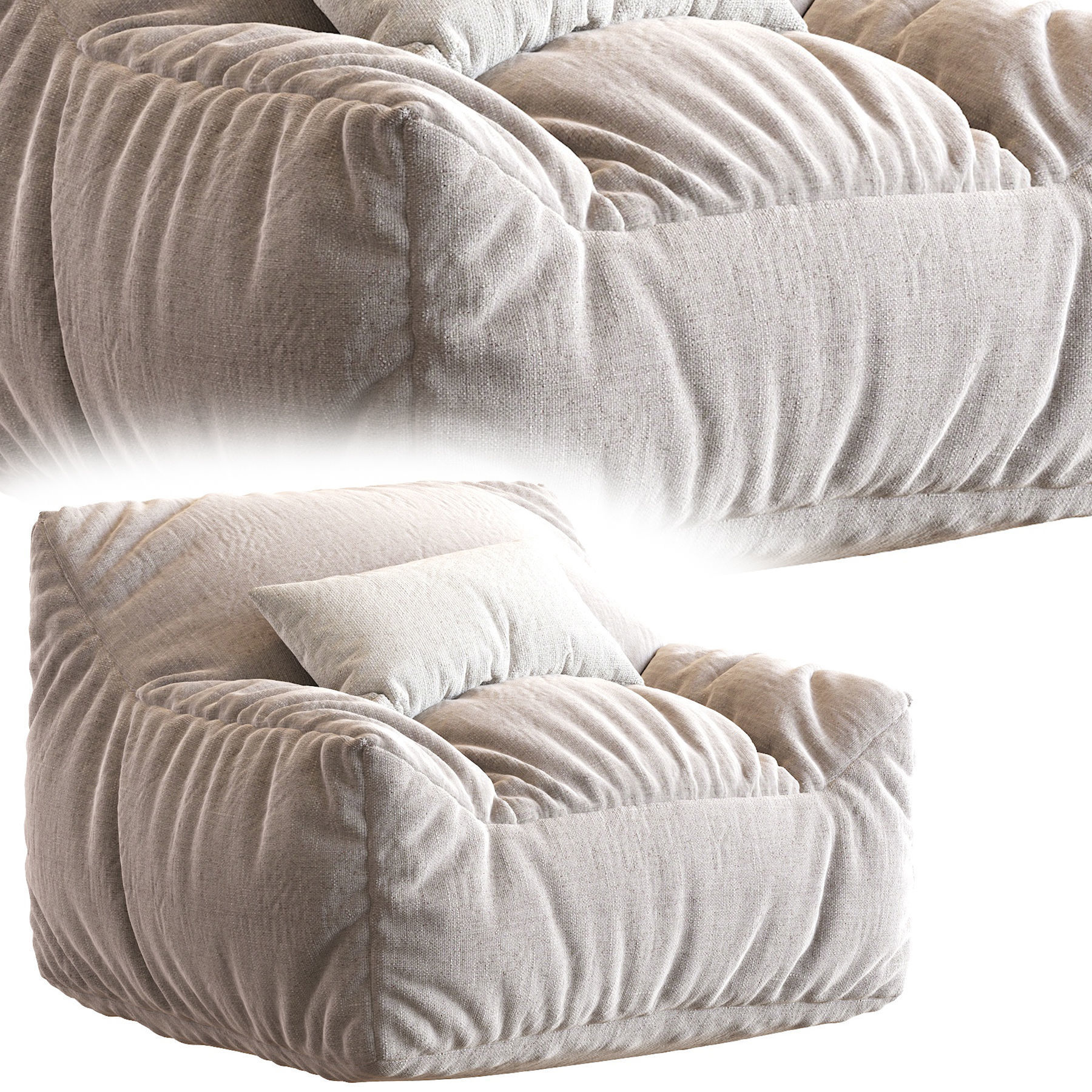 Big Joe Lux Large Bean Bag Chair Lounger 3D model_24