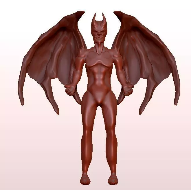 Devil demon figure with wings 3D model_0