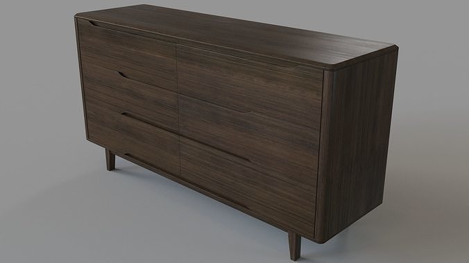 Currant Six Drawer Dresser Black Walnut 3D model