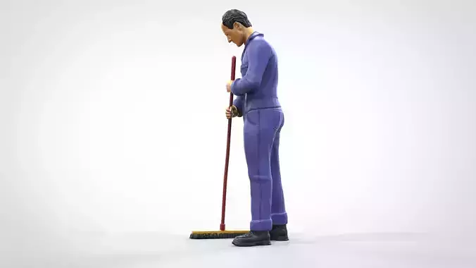N1 Cleaner or janitor brooming 3D print model