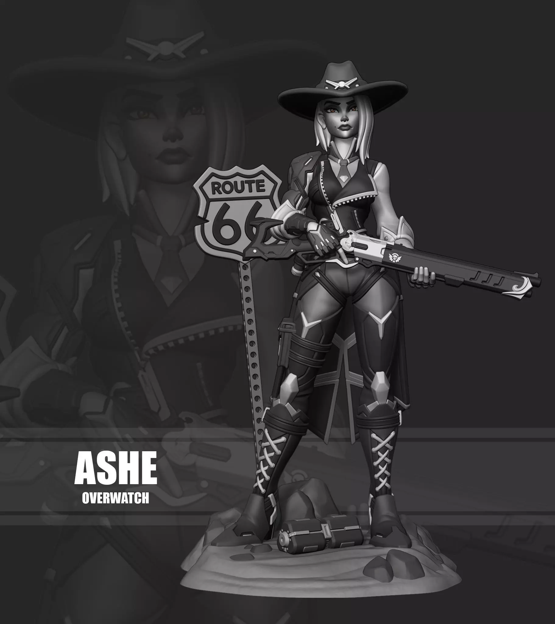 Ashe Overwatch 3D print model_0