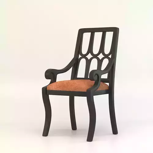 Armchair dining chair with orange upholstered seat