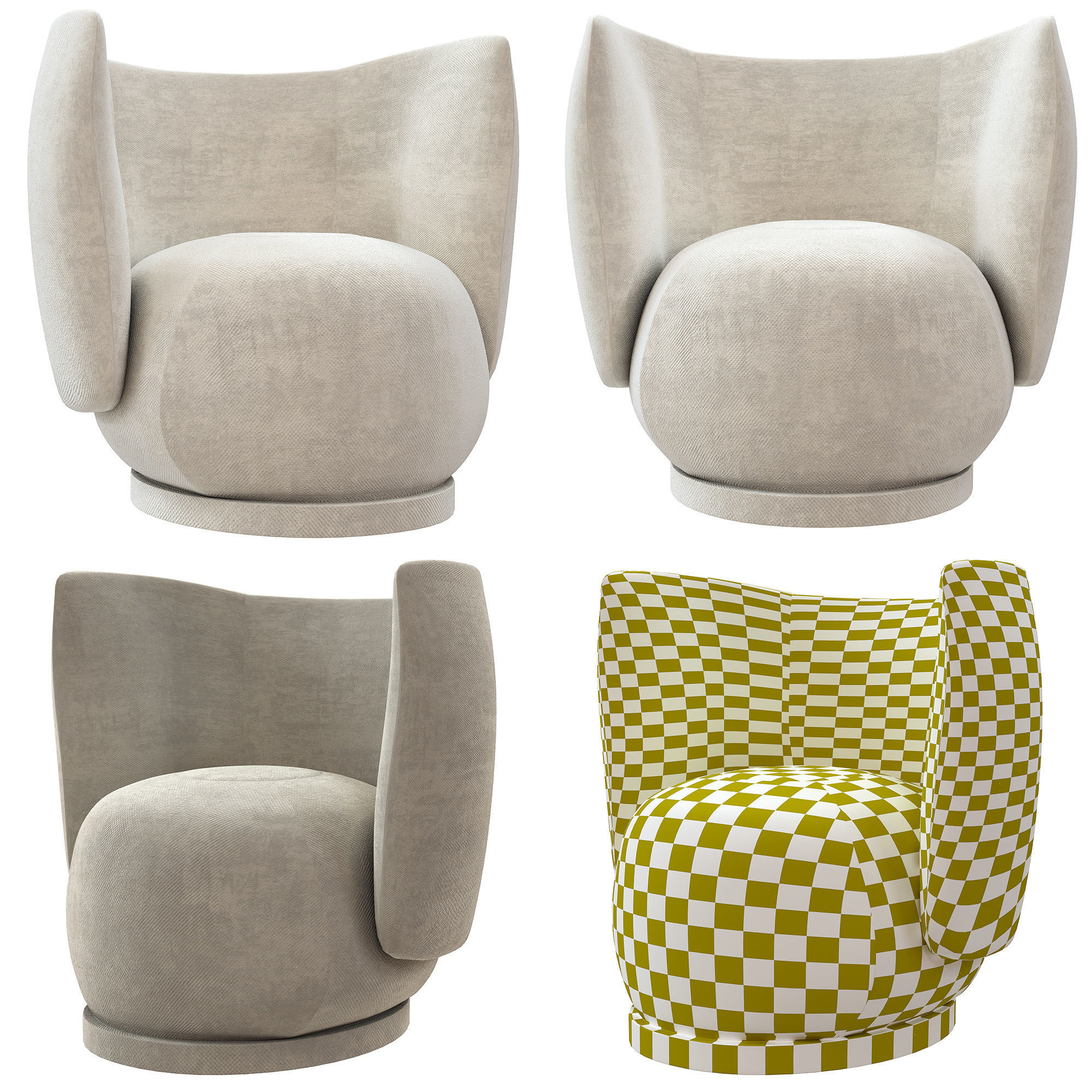 Rico Swivel Lounge Chair 3D model_5