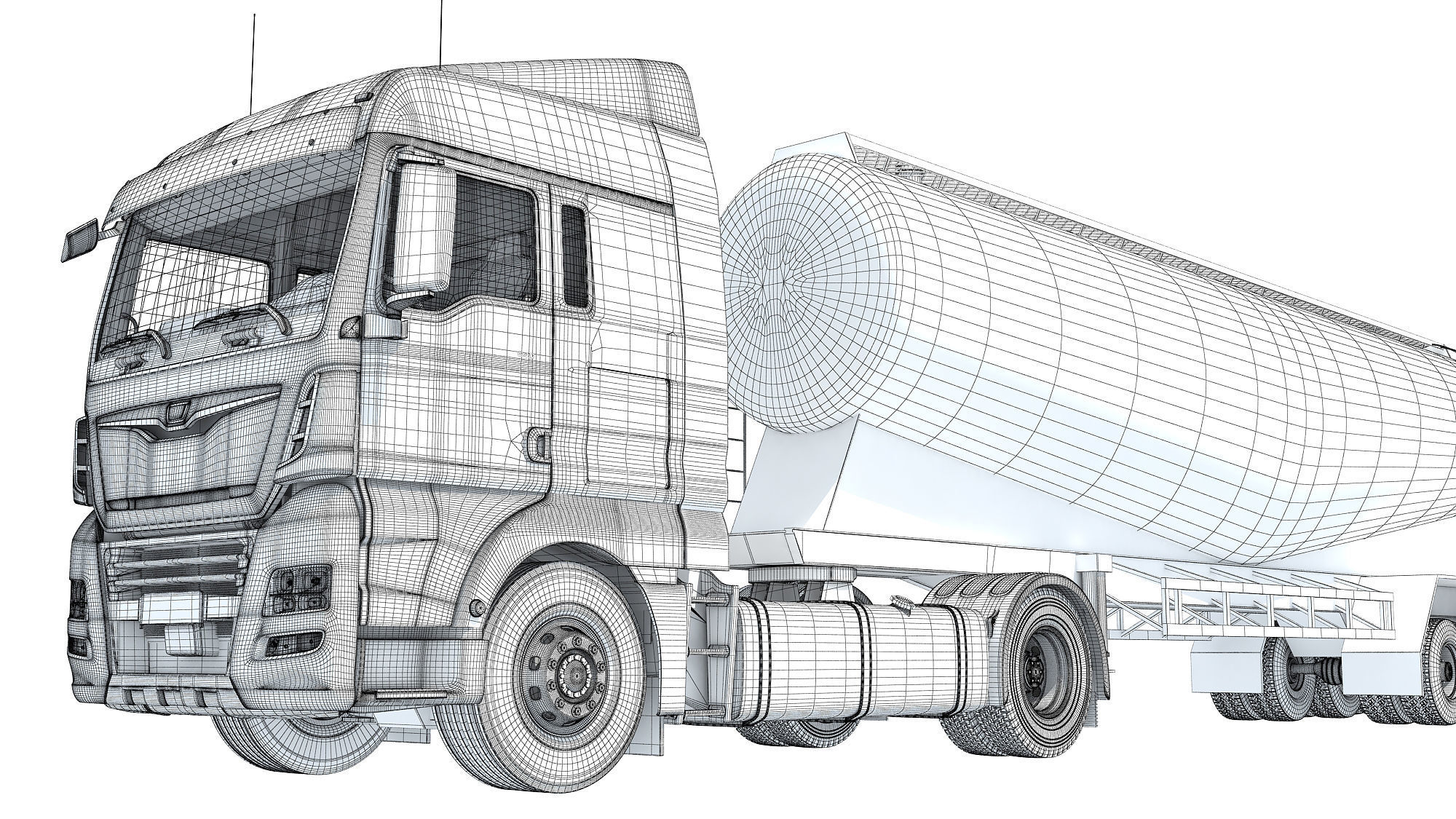 Truck with Tank Trailer 3D model_21